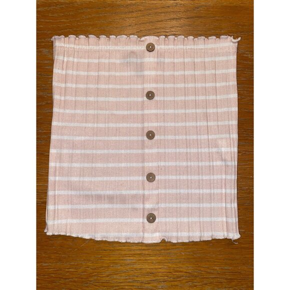 Striped Pink & White Button-Down Tube Top - Picture 1 of 3